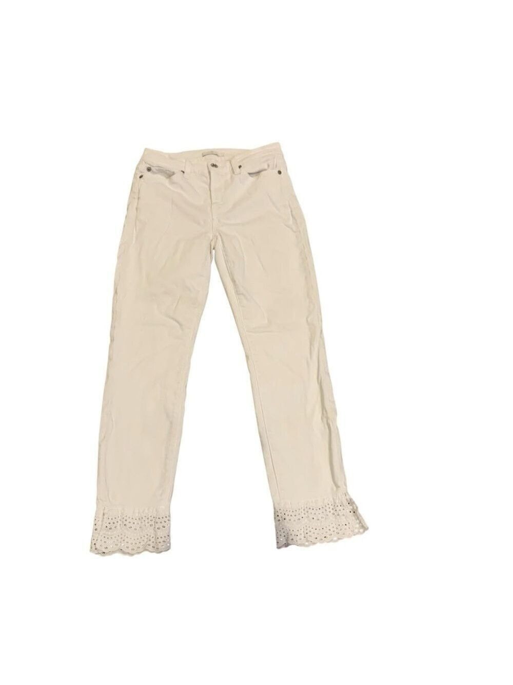 7 FOR ALL MANKIND White Lace Trim Cropped Jeans size 27